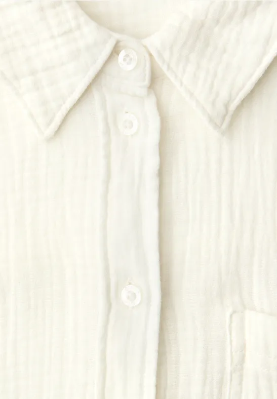 Bluse mit Hemdkragen aus Musselinstoff off white