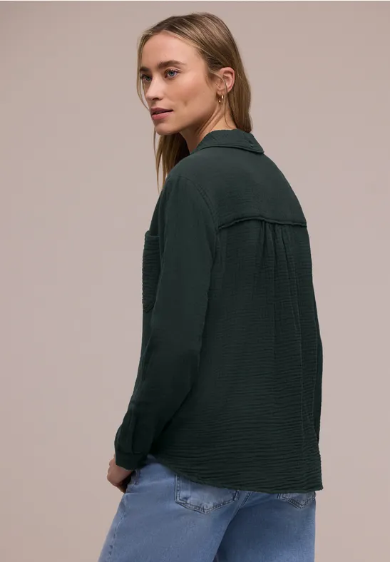 Mousseline overhemd blouse pine grove green