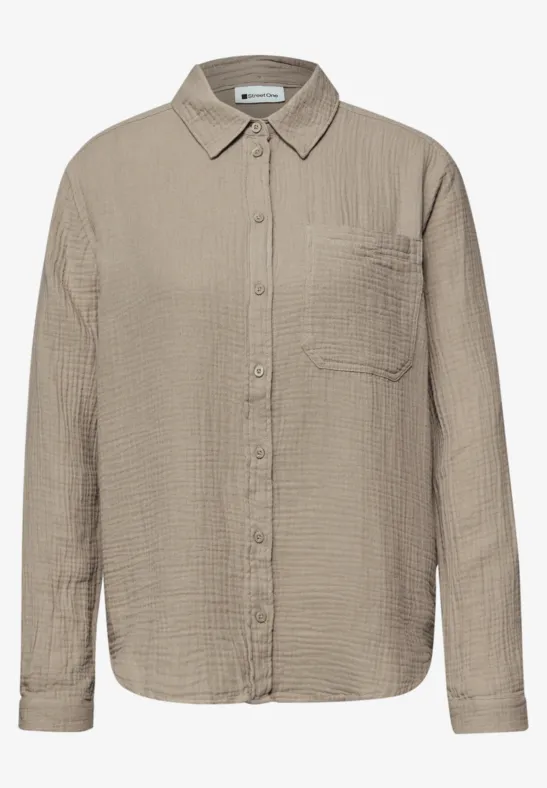 Musselin Hemdbluse timeless beige