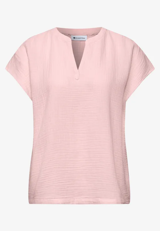 Blouse shirt van mousseline minimal rose