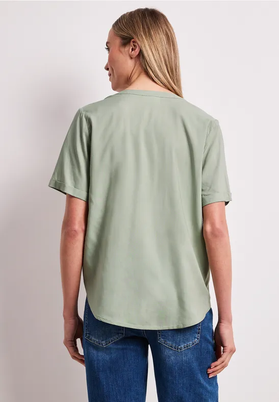 Blouse avec col fendu et turn-up mint leaf