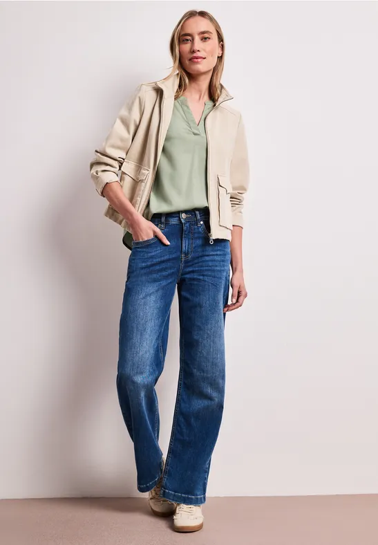 Blouse avec col fendu et turn-up mint leaf