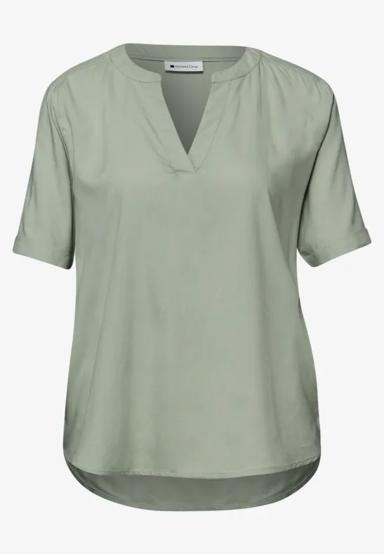 Blouse avec col fendu et turn-up mint leaf
