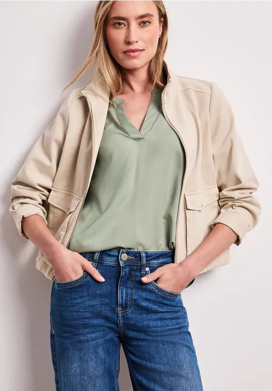 Blouse avec col fendu et turn-up mint leaf