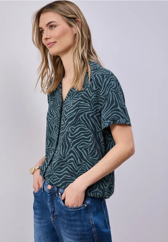 Blouse à manches courtes avec col bowling cool vintage green