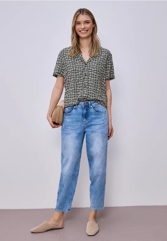 Blouse à manches courtes avec col bowling shadowed navy