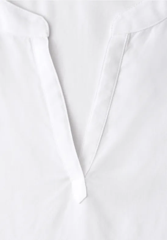 Dropped Shoulder Bluse mit Split Neck White