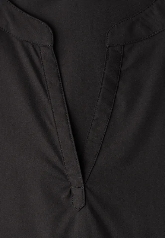 Dropped Shoulder Bluse mit Split Neck Black