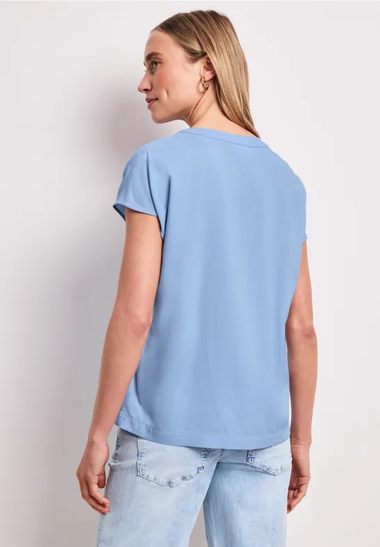 Blouse dropped shoulder avec col fendu original blue