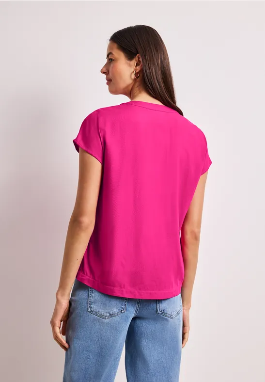 Blouse met losse schouders en gespleten hals magenta dream