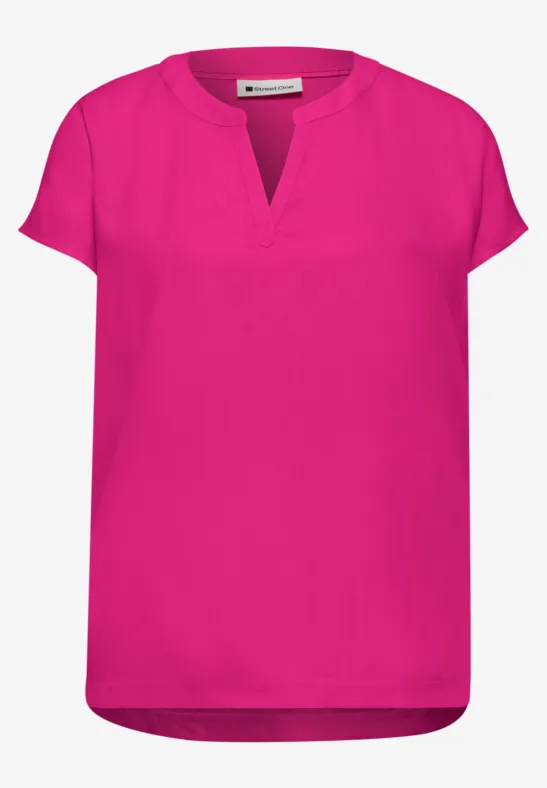 Blouse met losse schouders en gespleten hals magenta dream