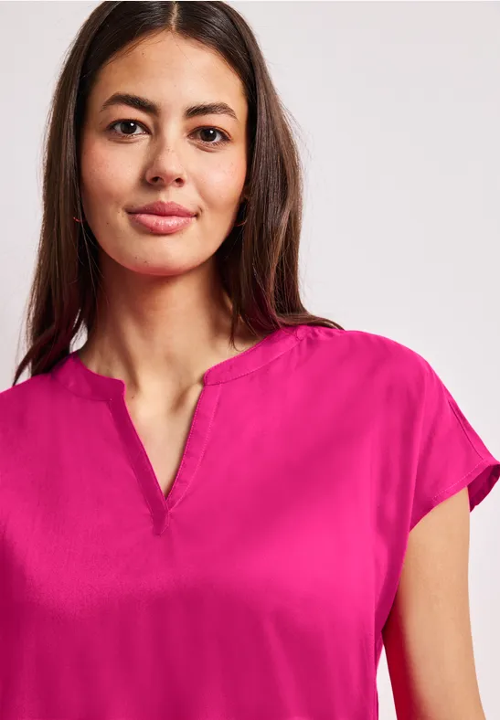 Blouse met losse schouders en gespleten hals magenta dream