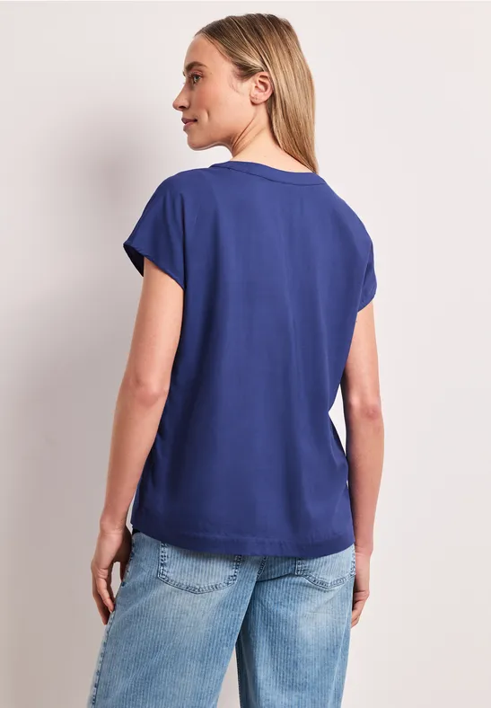 Blouse dropped shoulder avec col fendu amparo blue