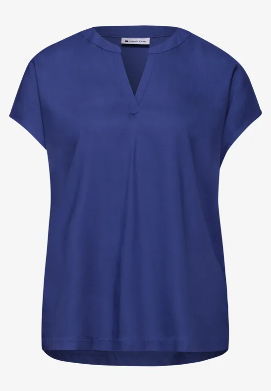 Blouse dropped shoulder avec col fendu amparo blue