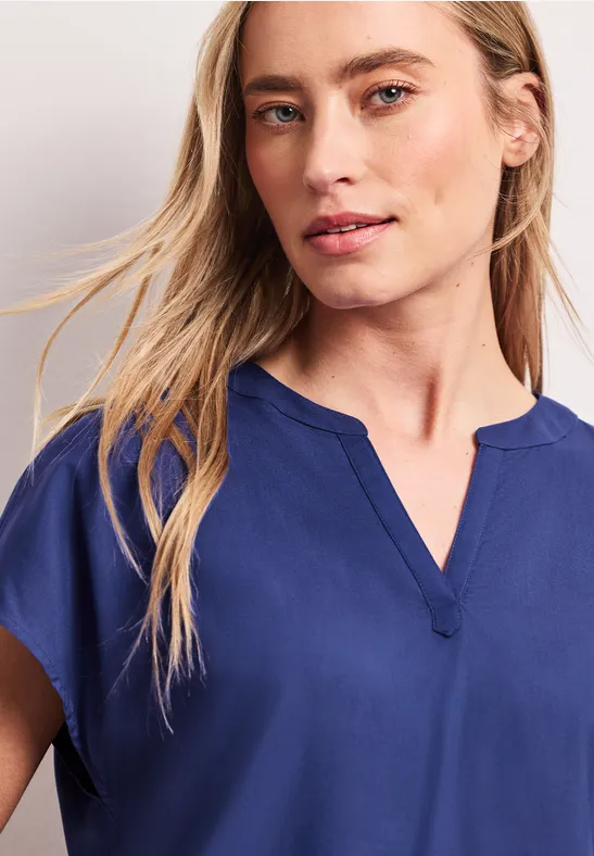 Blouse dropped shoulder avec col fendu amparo blue