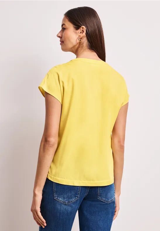 Dropped Shoulder Bluse mit Split Neck bloom yellow