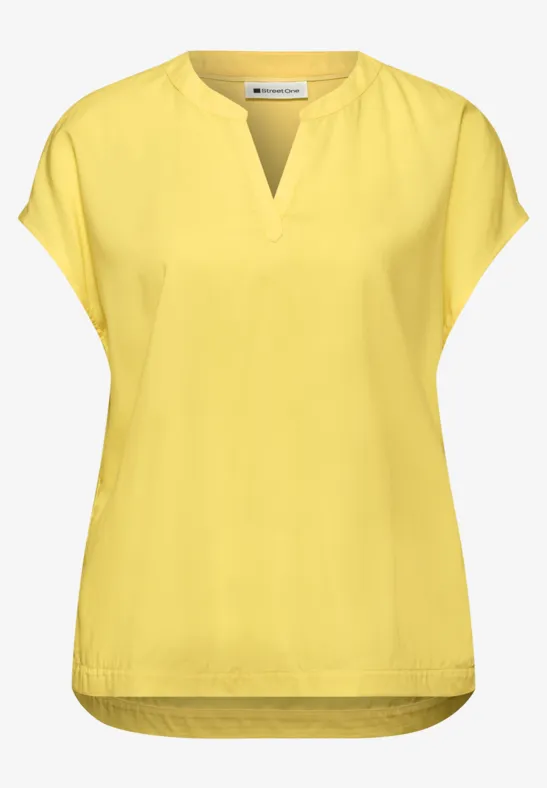 Dropped Shoulder Bluse mit Split Neck bloom yellow