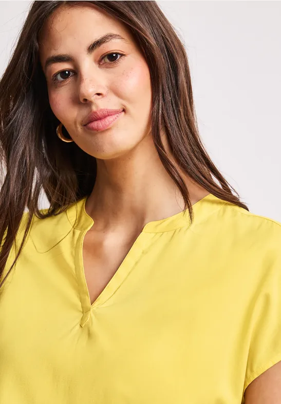 Dropped Shoulder Bluse mit Split Neck bloom yellow
