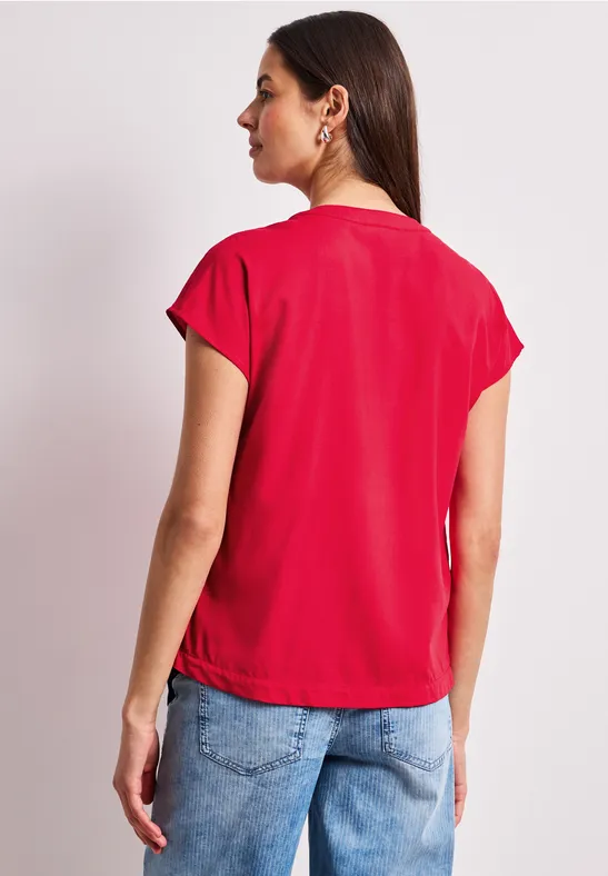 Dropped Shoulder Bluse mit Split Neck salsa red