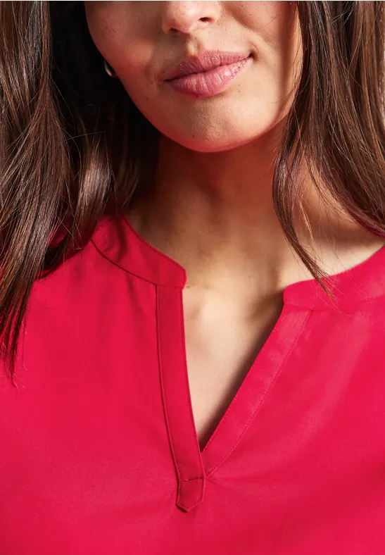 Dropped Shoulder Bluse mit Split Neck salsa red