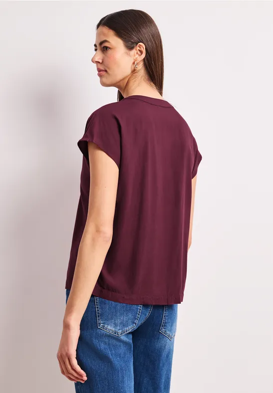 Dropped Shoulder Bluse mit Split Neck truffle red
