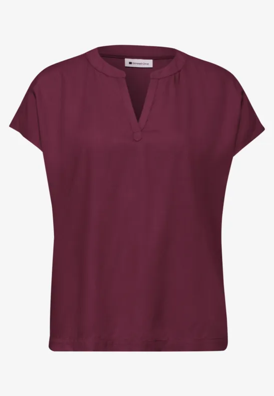 Dropped Shoulder Bluse mit Split Neck truffle red