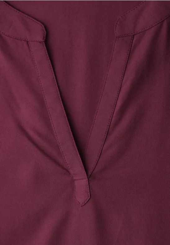 Dropped Shoulder Bluse mit Split Neck truffle red