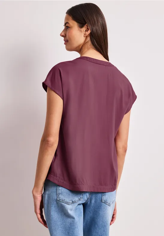 Dropped Shoulder Bluse mit Split Neck dark clouded blush