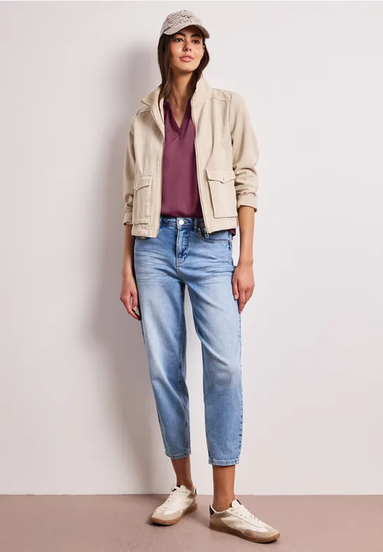 Dropped Shoulder Bluse mit Split Neck dark clouded blush