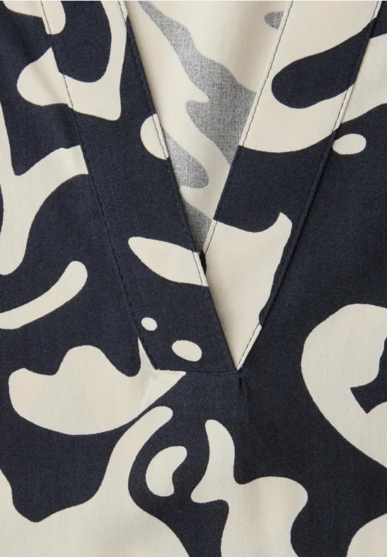 Print-Bluse mit Turn-Up shadowed navy