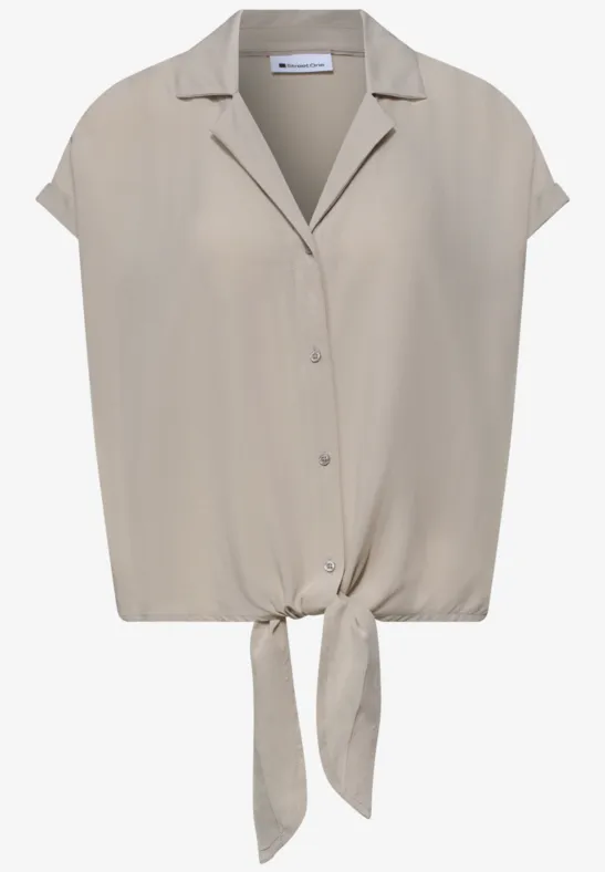 Blouse dropped shoulder avec col bowling timeless beige
