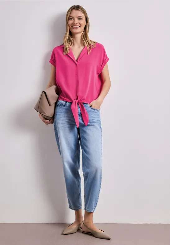 Blouse dropped shoulder avec col bowling magenta dream