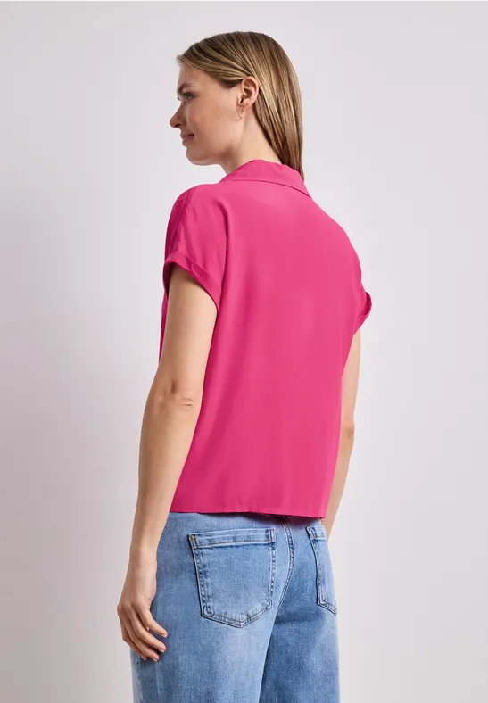 Blouse dropped shoulder avec col bowling magenta dream