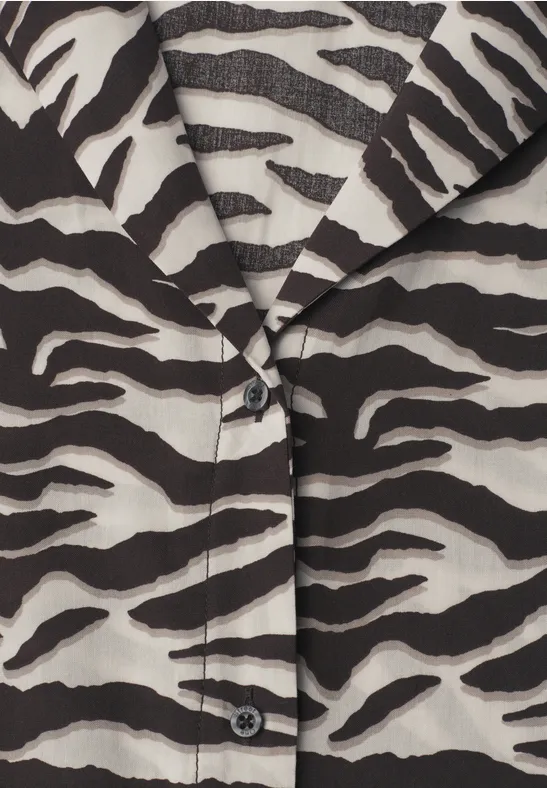 Blouse dropped shoulder avec col bowling espresso brown