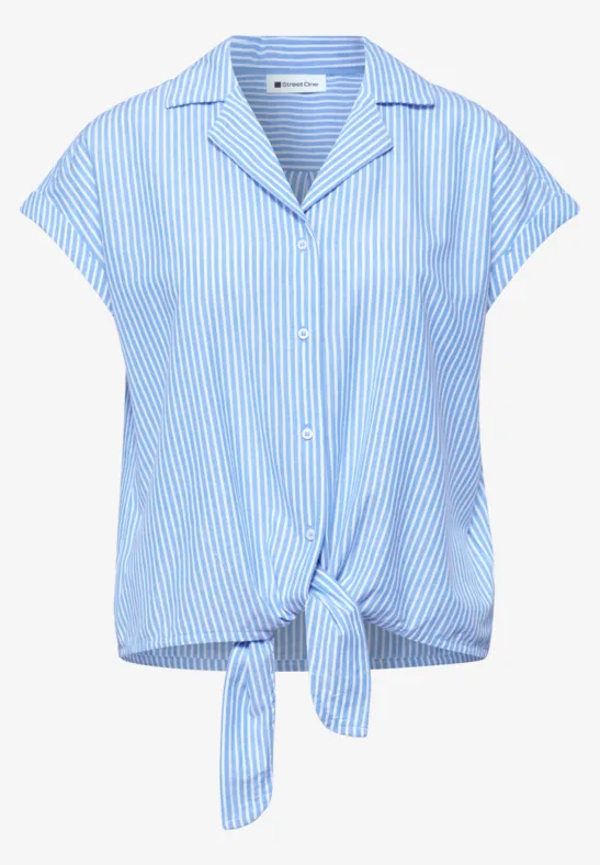 Dropped Shoulder Bluse mit Bowling-Kragen original blue