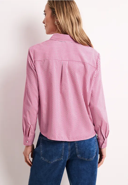 Seersucker blouse met lange mouwen magenta dream