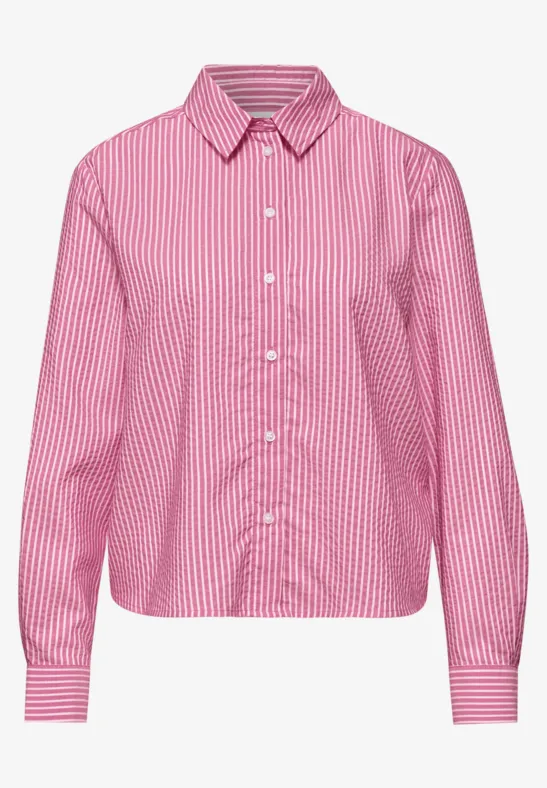 Seersucker blouse met lange mouwen magenta dream