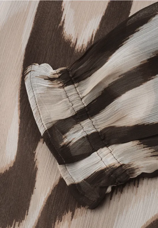 Chemisier à manches 3/4 et col rond en mousseline légère espresso brown