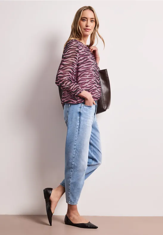 3/4-Arm Bluse mit Rundhals aus Chiffon minimal rose