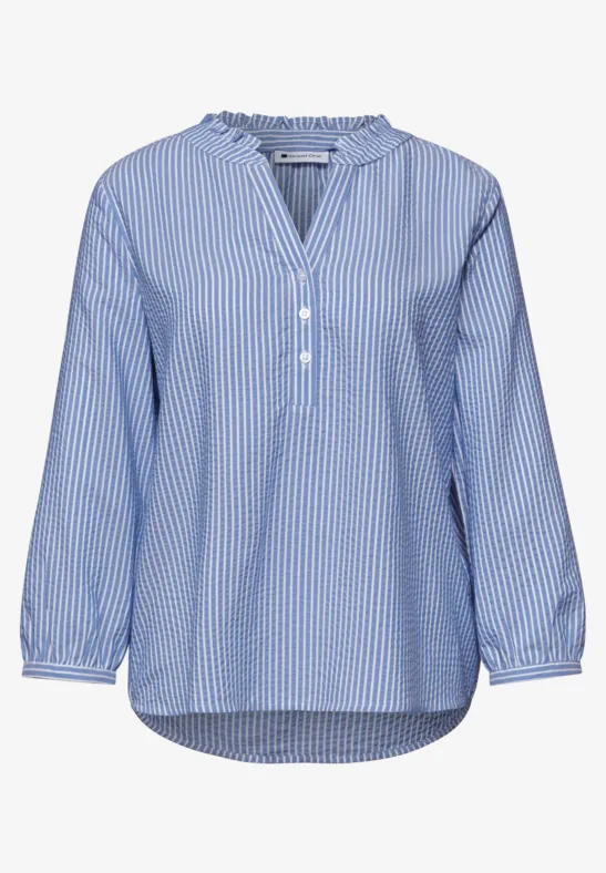 3/4-Arm Bluse in Seersuckerqualität original blue