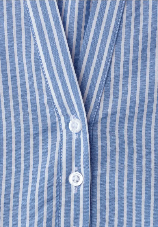 3/4-Arm Bluse in Seersuckerqualität original blue