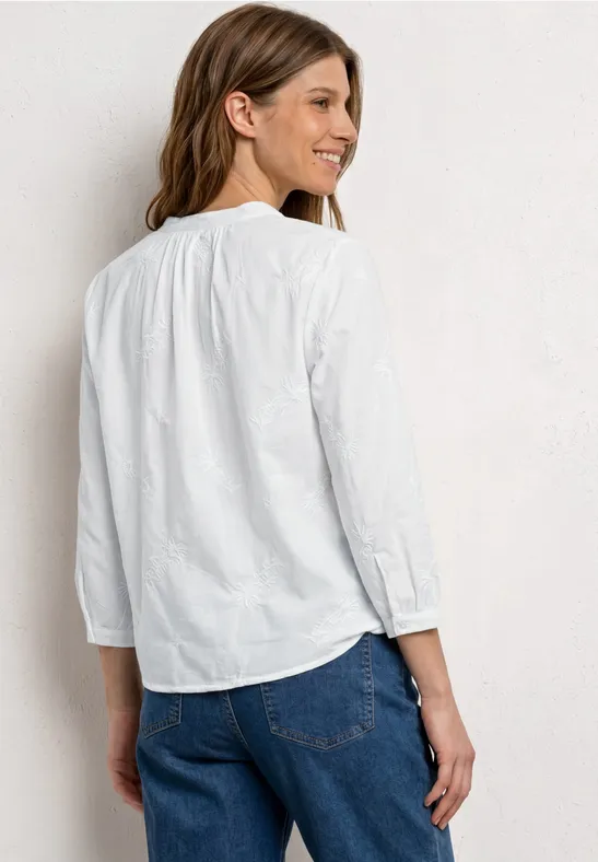 3/4-mouwen blouse met borduursel off white