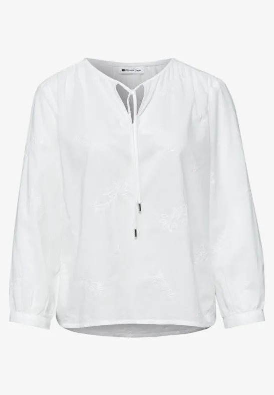 3/4-mouwen blouse met borduursel off white