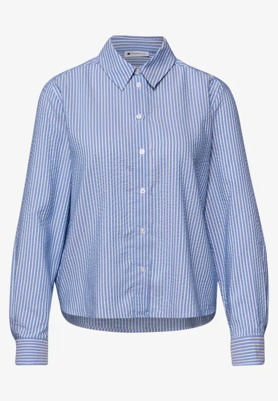 Blouse à manches longues en qualité seersucker original blue