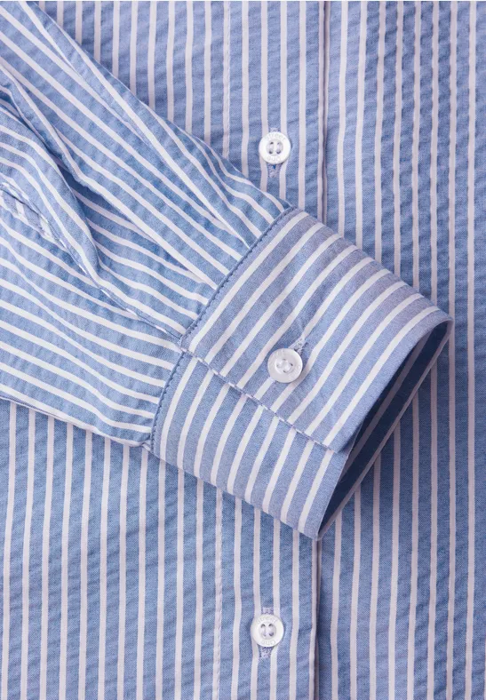 Blouse à manches longues en qualité seersucker original blue