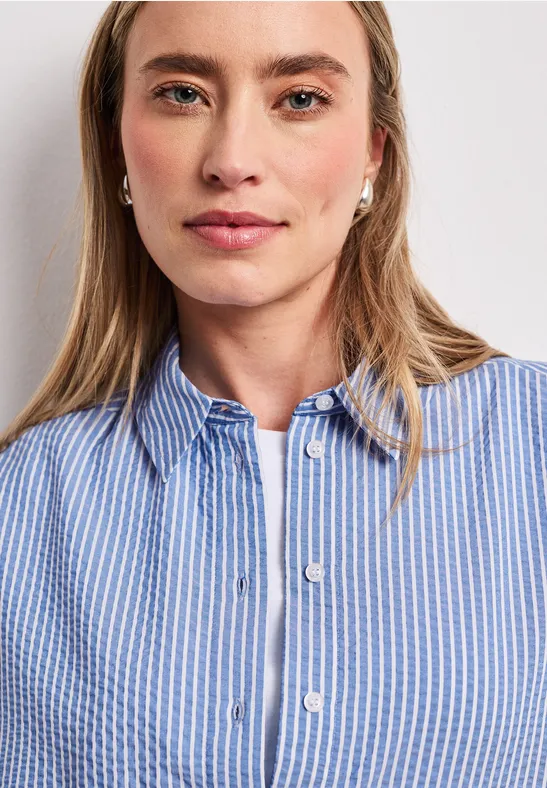 Blouse à manches longues en qualité seersucker original blue