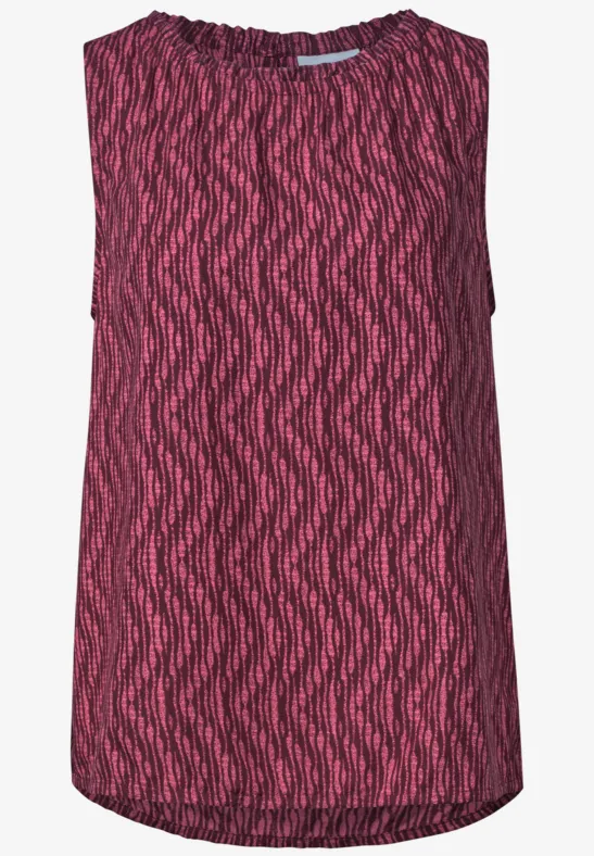 Débardeur femme sans manches à motif ondulé rose et noir