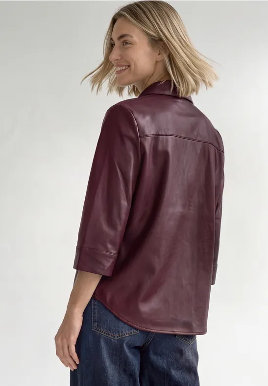 Street One blouse met 3/4-mouwen in leerlook