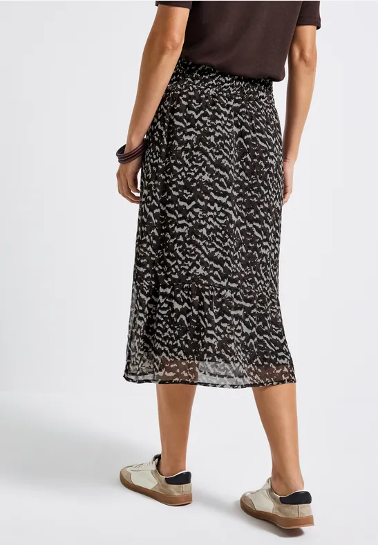 Jupe en mousseline de soie à motifs deep roast brown