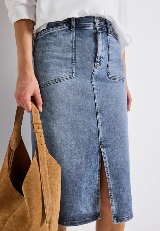 Midi Jeansrock light blue washed